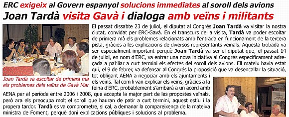 Cena de agradecimiento a Joan Tardà (ERC) - Publicación L'ERAMPRUNYÀ (Número 24 - Agosto 2005)